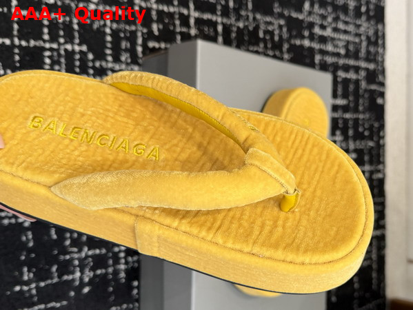 Balenciaga Jet Lag Thong in Mustard Stretch Velvet Replica