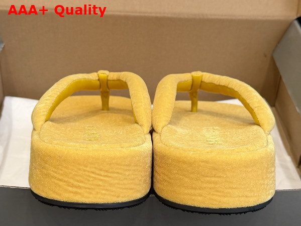 Balenciaga Jet Lag Thong in Mustard Stretch Velvet Replica