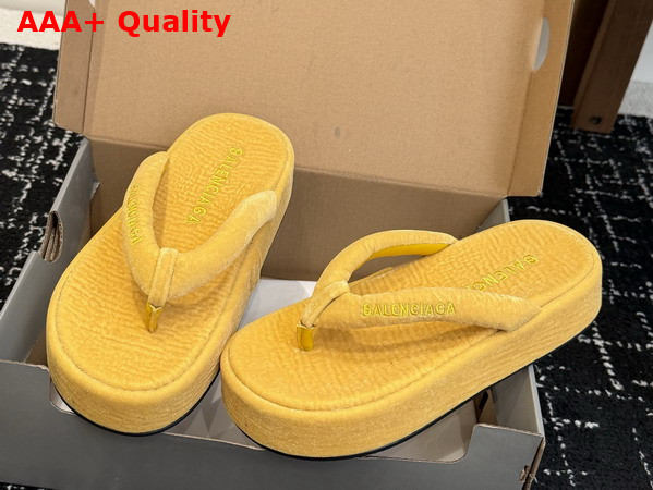 Balenciaga Jet Lag Thong in Mustard Stretch Velvet Replica