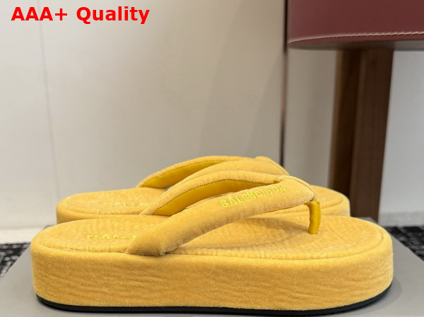 Balenciaga Jet Lag Thong in Mustard Stretch Velvet Replica