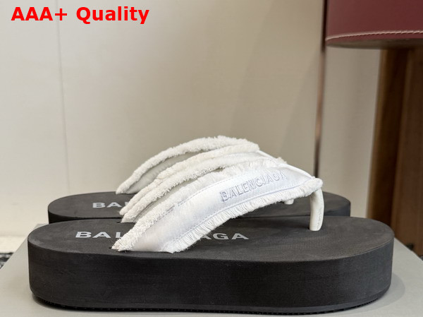 Balenciaga Jet Lag Thong in Off White Brushed Satin Replica