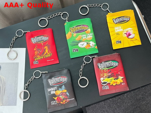 Balenciaga Keychain Chips Charm in Red Glossy Calfskin Replica
