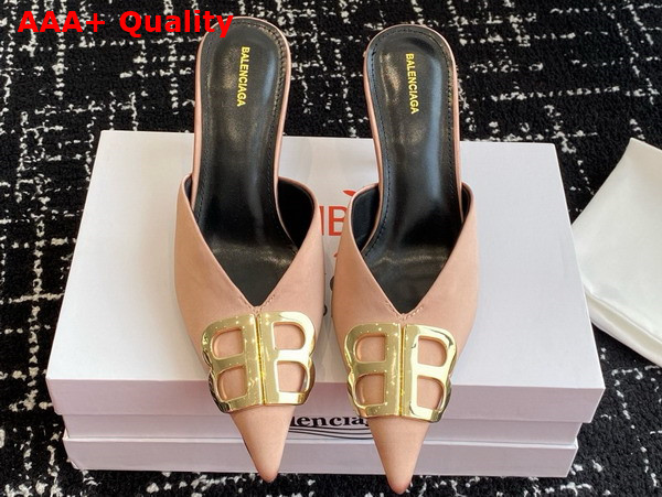 Balenciaga Knife BB Mule in Champagne Satin Replica