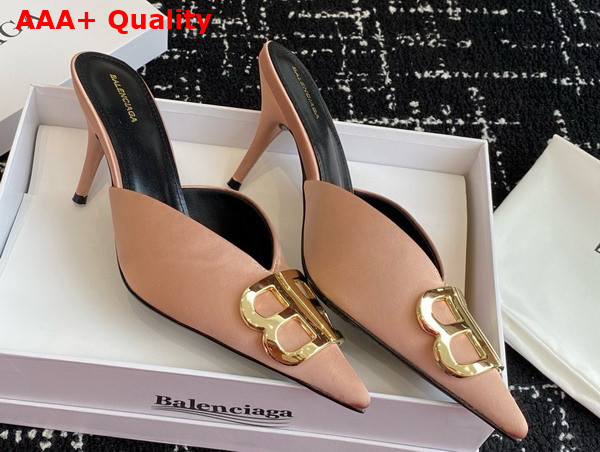 Balenciaga Knife BB Mule in Champagne Satin Replica