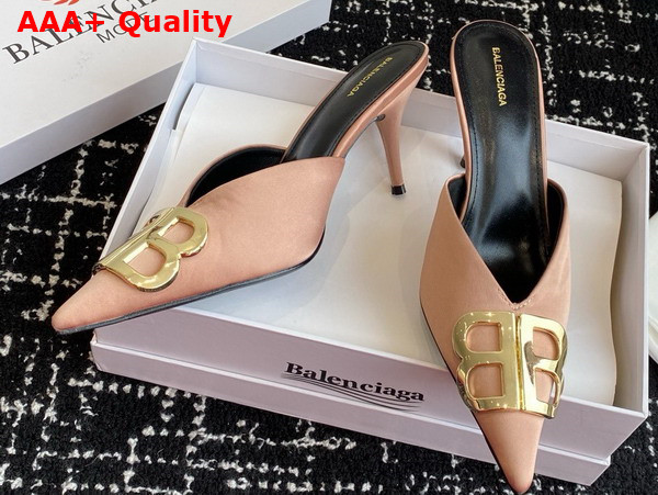 Balenciaga Knife BB Mule in Champagne Satin Replica