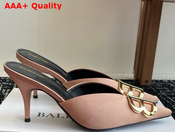Balenciaga Knife BB Mule in Champagne Satin Replica