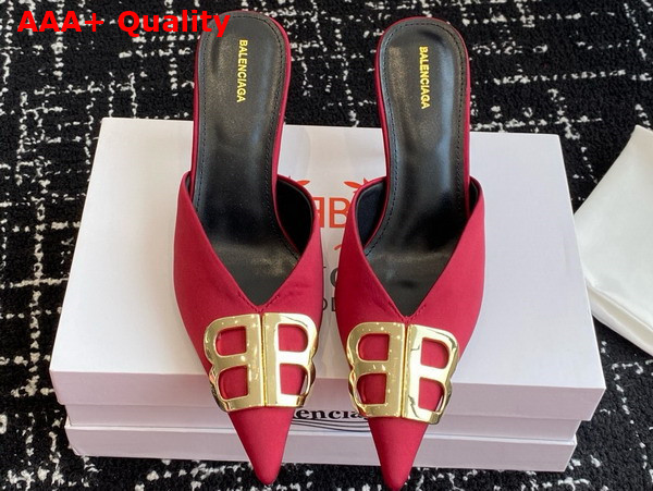 Balenciaga Knife BB Mule in Red Satin Replica