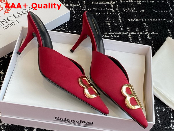 Balenciaga Knife BB Mule in Red Satin Replica