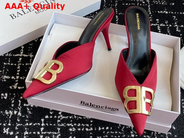 Balenciaga Knife BB Mule in Red Satin Replica