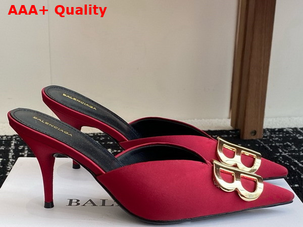 Balenciaga Knife BB Mule in Red Satin Replica