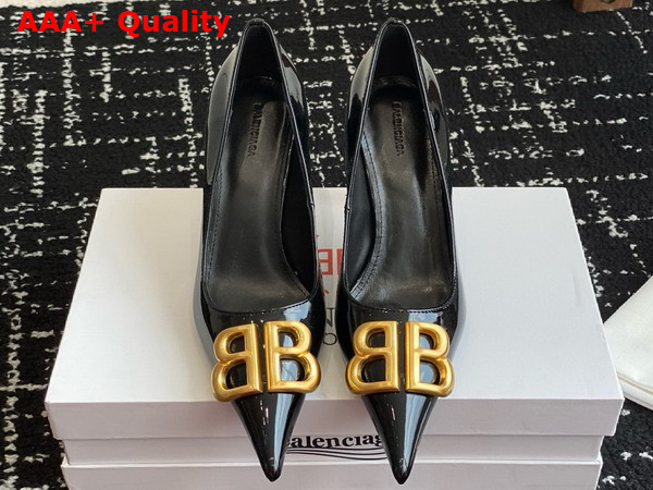 Balenciaga Knife BB Pump in Black Patent Calfskin Replica