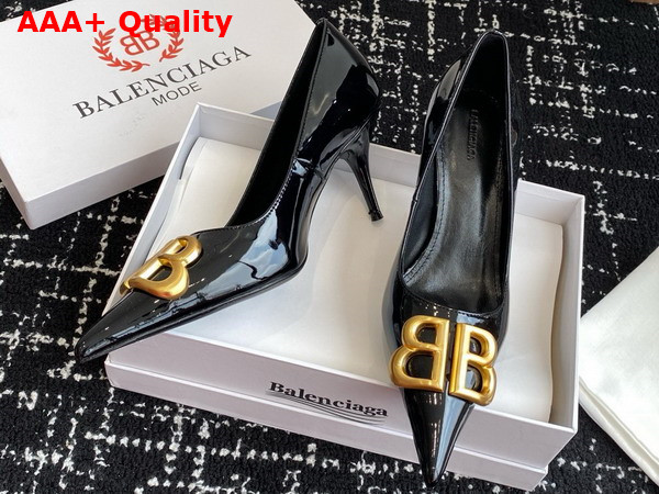 Balenciaga Knife BB Pump in Black Patent Calfskin Replica
