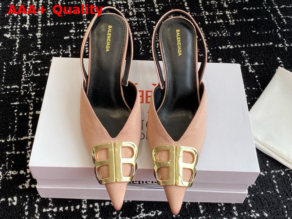Balenciaga Knife BB Slingback 80mm Pump in Champagne Satin Replica