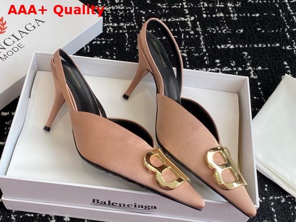 Balenciaga Knife BB Slingback 80mm Pump in Champagne Satin Replica