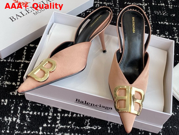 Balenciaga Knife BB Slingback 80mm Pump in Champagne Satin Replica
