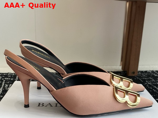 Balenciaga Knife BB Slingback 80mm Pump in Champagne Satin Replica