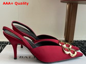 Balenciaga Knife BB Slingback 80mm Pump in Red Satin Replica