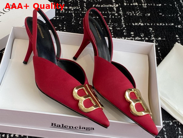 Balenciaga Knife BB Slingback 80mm Pump in Red Satin Replica