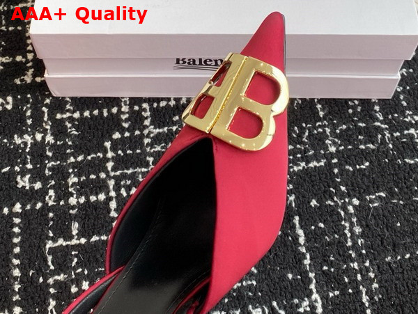 Balenciaga Knife BB Slingback 80mm Pump in Red Satin Replica