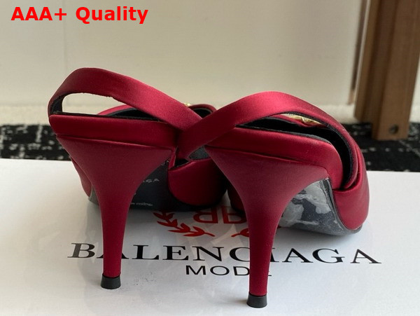 Balenciaga Knife BB Slingback 80mm Pump in Red Satin Replica
