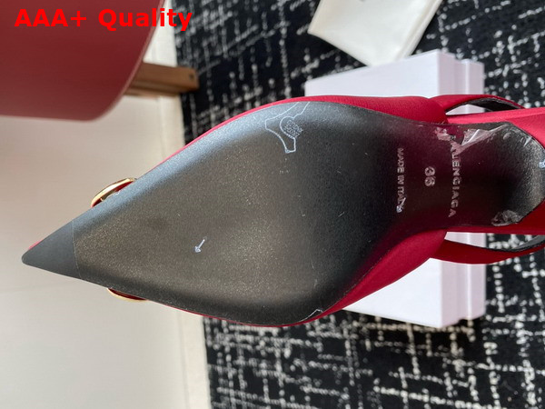 Balenciaga Knife BB Slingback 80mm Pump in Red Satin Replica
