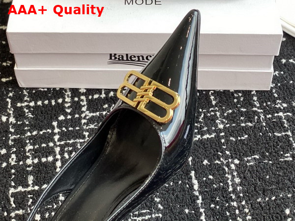 Balenciaga Knife BB Slingback Pump in Black Patent Calfskin Replica
