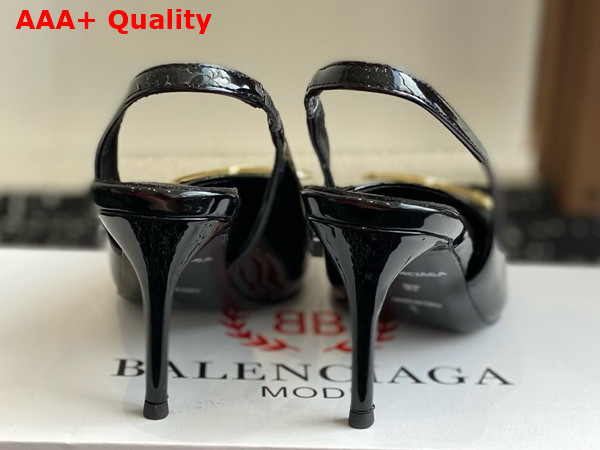Balenciaga Knife BB Slingback Pump in Black Patent Calfskin Replica