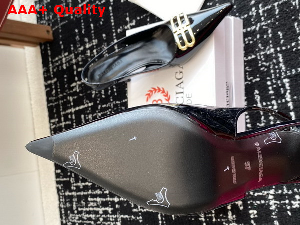 Balenciaga Knife BB Slingback Pump in Black Patent Calfskin Replica