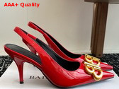 Balenciaga Knife BB Slingback Pump in Red Patent Calfskin Replica