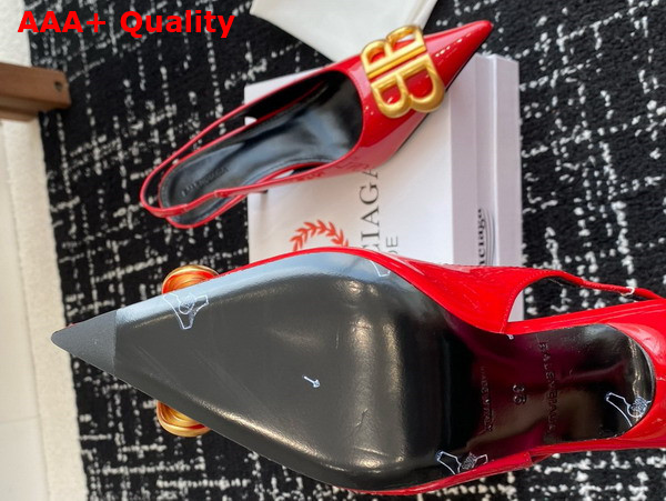 Balenciaga Knife BB Slingback Pump in Red Patent Calfskin Replica