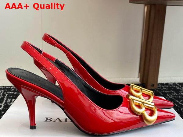Balenciaga Knife BB Slingback Pump in Red Patent Calfskin Replica