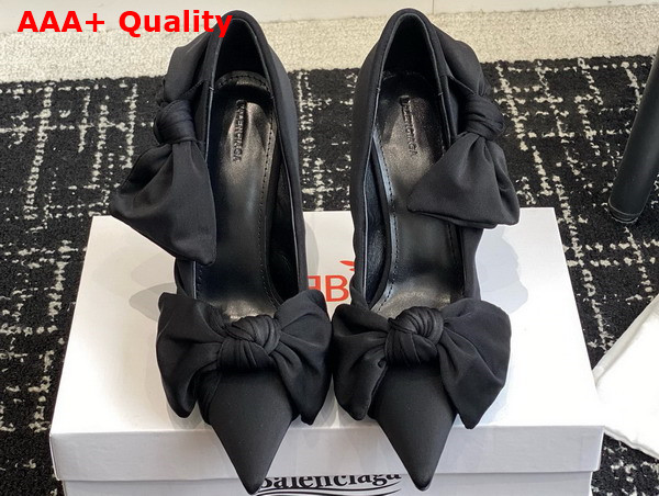 Balenciaga Knife Knot 110mm Pump in Black Stretch Cupro and Nylon Jersey Replica