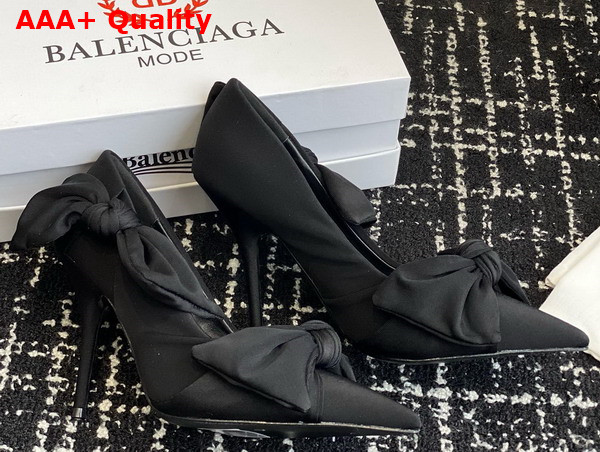 Balenciaga Knife Knot 110mm Pump in Black Stretch Cupro and Nylon Jersey Replica