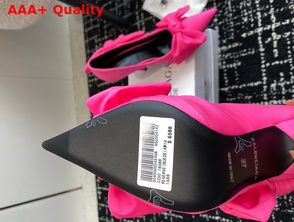 Balenciaga Knife Knot 110mm Pump in Bright Pink Stretch Cupro and Nylon Jersey Replica