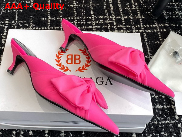 Balenciaga Knife Knot Mule in Bright Pink Stretch Cupro and Nylon Jersey Replica