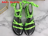 Balenciaga Lace Flat Sandals Green Laces and Calfskin Sole Replica