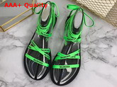 Balenciaga Lace Flat Sandals Neon Green and Black Printed Balenciaga Laces and Calfskin Sole Replica