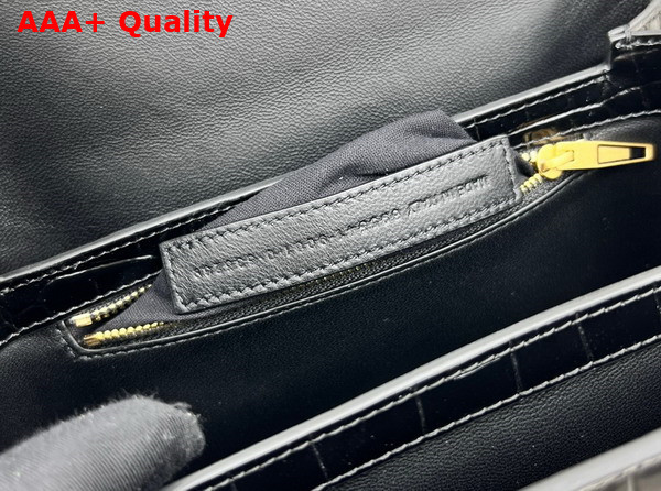 Balenciaga Lady Small Flap Bag in Black Shiny Super Supple Crocodile Embossed Calfskin with Aged Gold Hardware Replica
