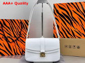 Balenciaga Lady Small Flap Bag in White Shiny Super Supple Crocodile Embossed Calfskin Aged Gold Hardware Replica