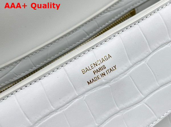 Balenciaga Lady Small Flap Bag in White Shiny Super Supple Crocodile Embossed Calfskin Aged Gold Hardware Replica