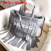 Balenciaga Laundry Cabas XS Fringes Pearl Grey Replica