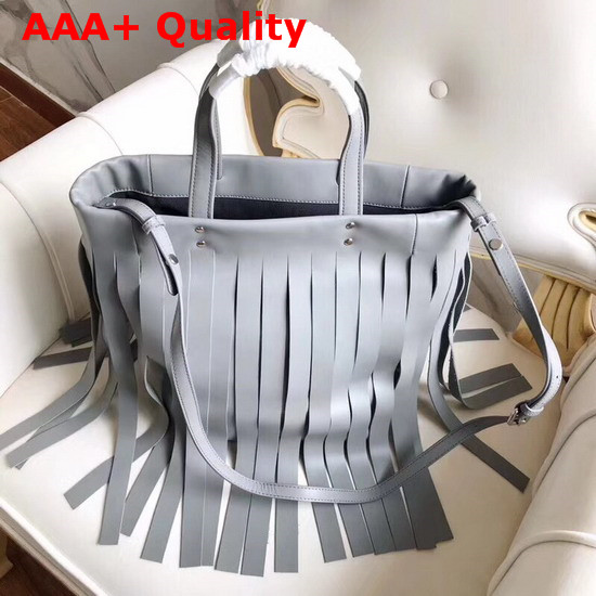 Balenciaga Laundry Cabas XS Fringes Pearl Grey Replica