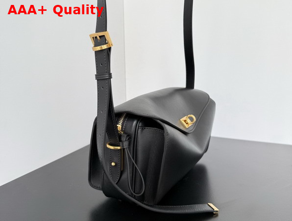 Balenciaga Le 7 Shoulder Bag Medium in Black Smooth Calfskin and Muscade Suede Lambskin Lining Replica