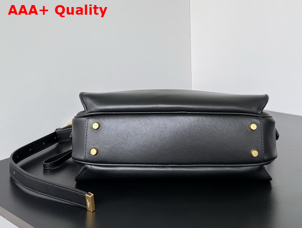 Balenciaga Le 7 Shoulder Bag Medium in Black Smooth Calfskin and Muscade Suede Lambskin Lining Replica