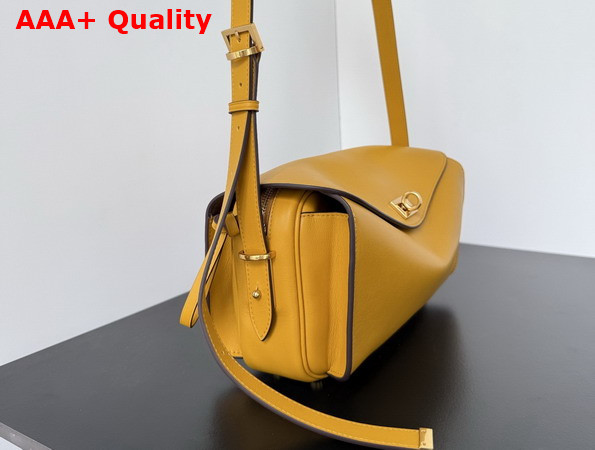 Balenciaga Le 7 Shoulder Bag Medium in Curry Smooth Calfskin and Muscade Suede Lambskin Lining Replica