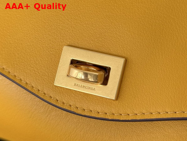 Balenciaga Le 7 Shoulder Bag Medium in Curry Smooth Calfskin and Muscade Suede Lambskin Lining Replica