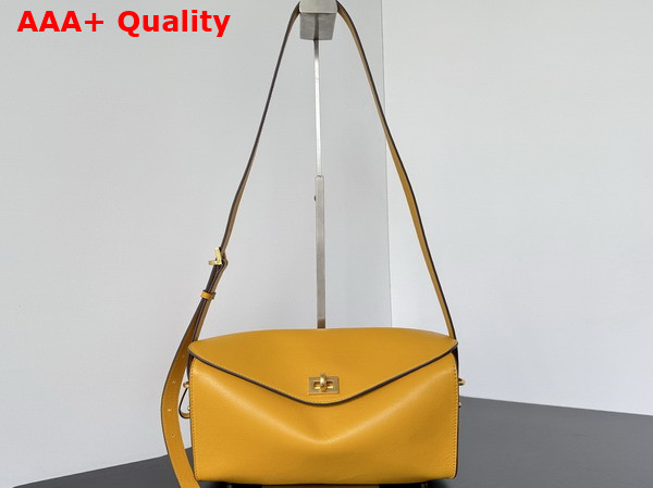 Balenciaga Le 7 Shoulder Bag Medium in Curry Smooth Calfskin and Muscade Suede Lambskin Lining Replica