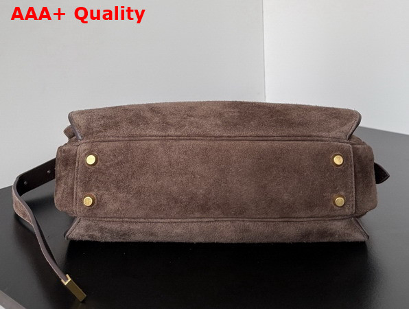 Balenciaga Le 7 Shoulder Bag Medium in Moka Suede Calfskin and Ruby Nappa Lambskin Lining Replica