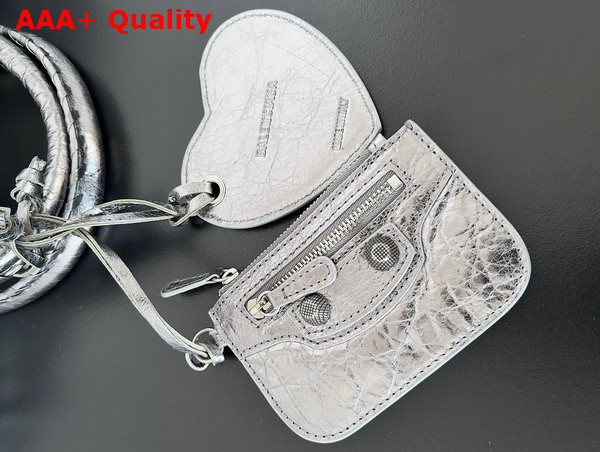 Balenciaga Le Cagole Medium Duffle Bag in Silver Metallized Arena Lambskin Replica