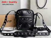 Balenciaga Le Cagole Men Crossbody Bag in Black Arena Lambskin Aaged Silver Hardware Replica